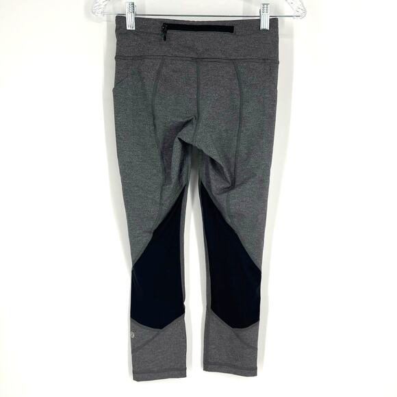 Lululemon Pace Rival Crop 22" Leggings Heathered Black Size 4 - Picture 2 of 9